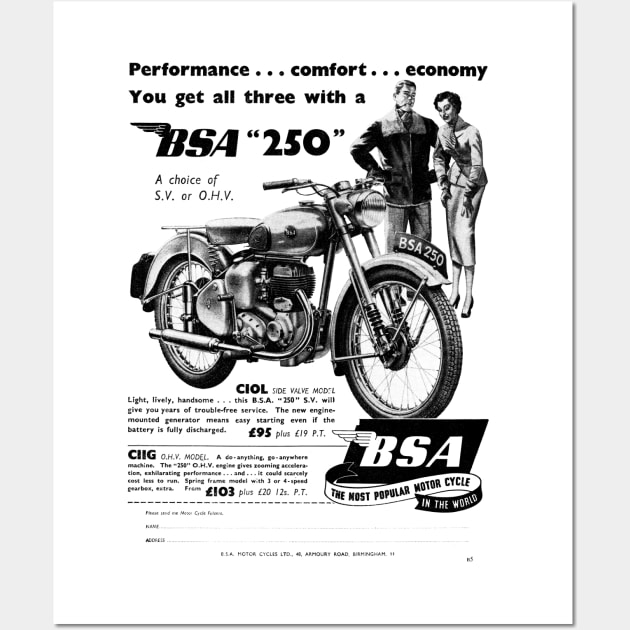 Vintage BSA advert Wall Art by Random Railways